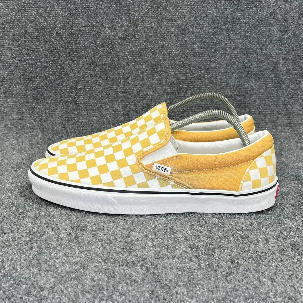 Vans Shoes Men's 11.5 Yellow Checkerboard Slip‎ On Athletic Retro Skate Sneakers